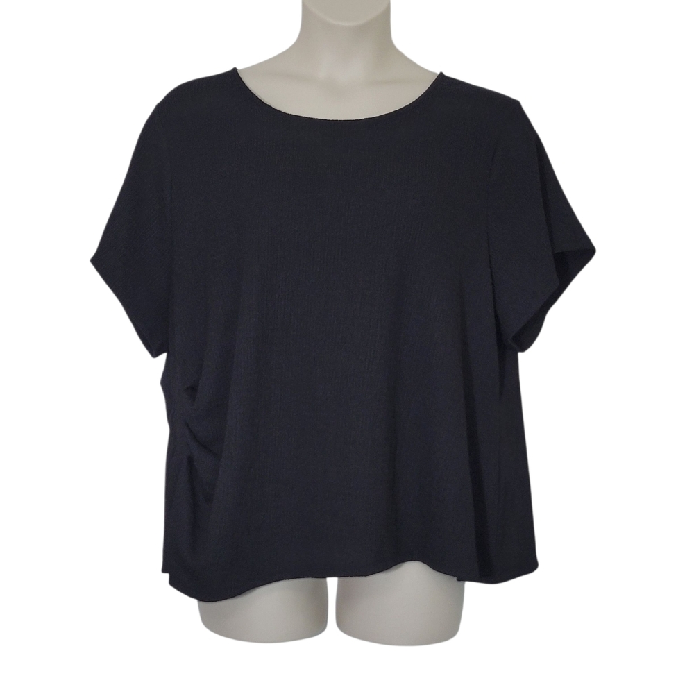 Calvin Klein Black Gathered Top Plus Size 3x